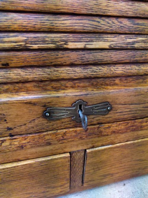 ANTIQUE EDWARDIAN TAMBOUR ROLL FRONT STORAGE CUPBOARD SIDEBOARD - ADDITIONAL PHOTO 7
