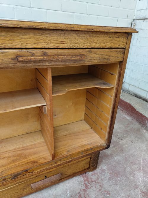 ANTIQUE EDWARDIAN TAMBOUR ROLL FRONT STORAGE CUPBOARD SIDEBOARD - ADDITIONAL PHOTO 8