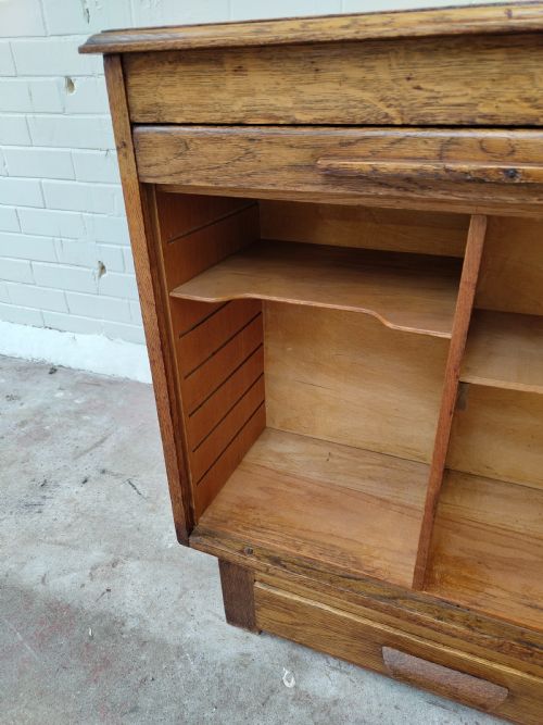 ANTIQUE EDWARDIAN TAMBOUR ROLL FRONT STORAGE CUPBOARD SIDEBOARD - ADDITIONAL PHOTO 10
