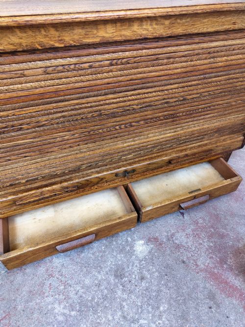 ANTIQUE EDWARDIAN TAMBOUR ROLL FRONT STORAGE CUPBOARD SIDEBOARD - ADDITIONAL PHOTO 15