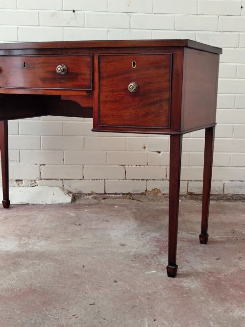 ANTIQUE REGENCY MAHOGANY BOW FRONT HALL SIDE CONSOLE TABLE - ADDITIONAL PHOTO 1