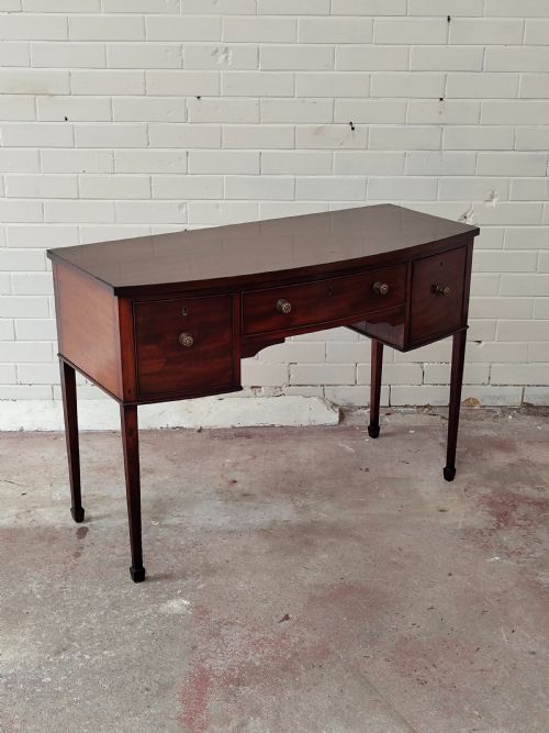 ANTIQUE REGENCY MAHOGANY BOW FRONT HALL SIDE CONSOLE TABLE - ADDITIONAL PHOTO 5