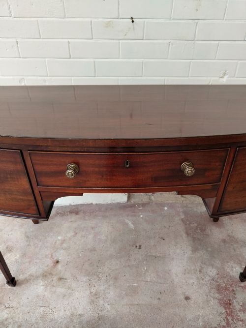 ANTIQUE REGENCY MAHOGANY BOW FRONT HALL SIDE CONSOLE TABLE - ADDITIONAL PHOTO 14