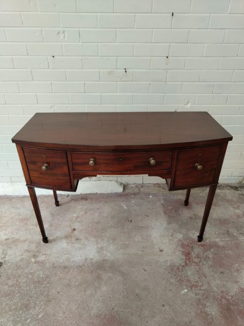 ANTIQUE REGENCY MAHOGANY BOW FRONT HALL SIDE CONSOLE TABLE - ADDITIONAL PHOTO 17