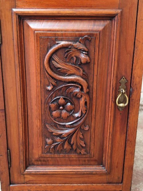 ANTIQUE PAIR OF EDWARDIAN SOLID WALNUT BEDSIDE CABINETS CUPBOARDS TABLES - ADDITIONAL PHOTO 4