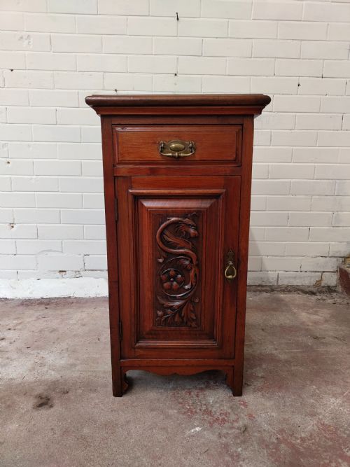 ANTIQUE PAIR OF EDWARDIAN SOLID WALNUT BEDSIDE CABINETS CUPBOARDS TABLES - ADDITIONAL PHOTO 14