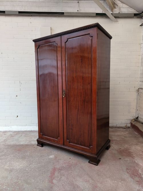 ANTIQUE EDWARDIAN SOLID MAHOGANY DWARF DOUBLE WARDROBE ARMOIRE COMPACTUM BY MAPLE CO LONDON - ADDITIONAL PHOTO 8