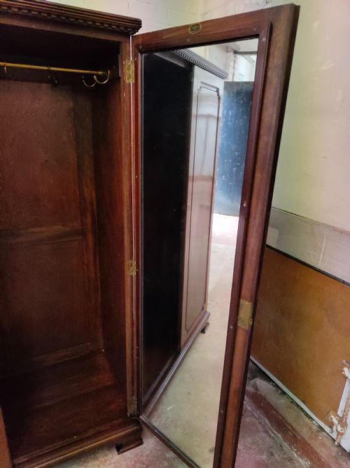 ANTIQUE EDWARDIAN SOLID MAHOGANY DWARF DOUBLE WARDROBE ARMOIRE COMPACTUM BY MAPLE CO LONDON - ADDITIONAL PHOTO 17