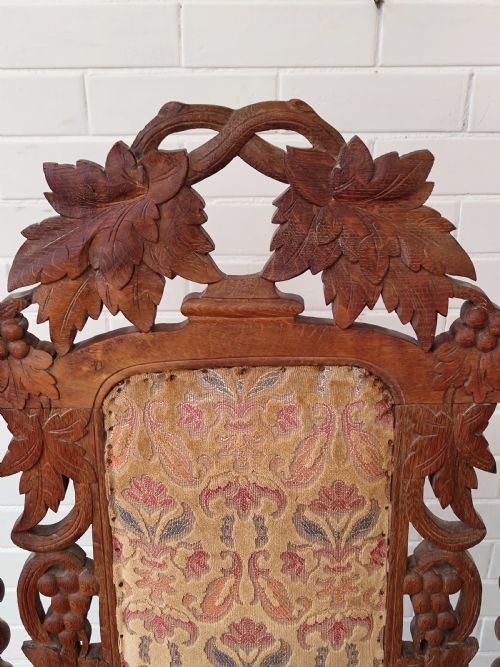 CARVED OAK CAROLEAN STYLE THRONE ARM CHAIR - ADDITIONAL PHOTO 8