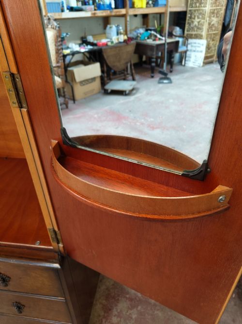 ANTIQUE BURR WALNUT DOUBLE DOME TOP DOUBLE WARDROBE ARMOIRE COMPACTUM - ADDITIONAL PHOTO 3