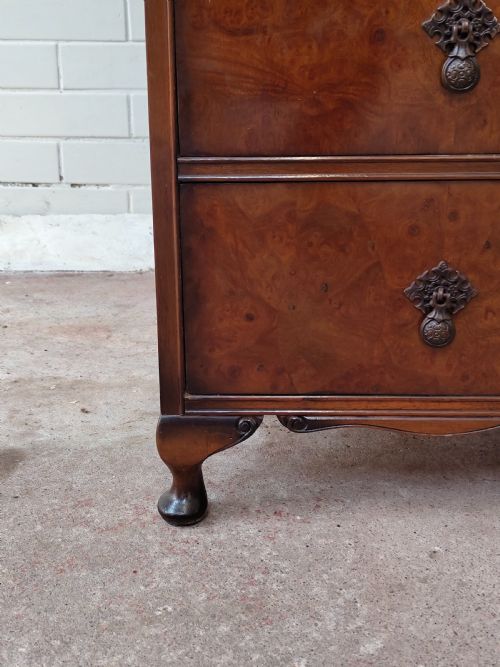 ANTIQUE BURR WALNUT DOUBLE DOME TOP DOUBLE WARDROBE ARMOIRE COMPACTUM - ADDITIONAL PHOTO 5