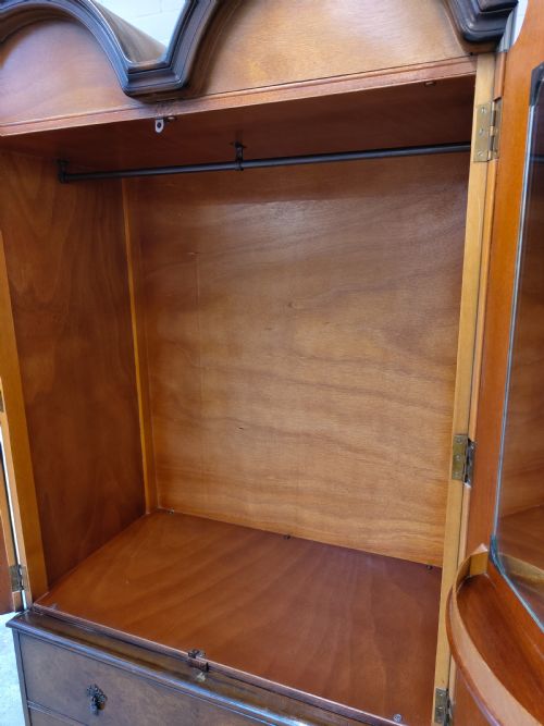 ANTIQUE BURR WALNUT DOUBLE DOME TOP DOUBLE WARDROBE ARMOIRE COMPACTUM - ADDITIONAL PHOTO 7