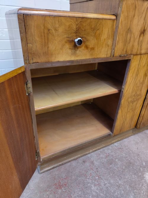 ANTIQUE ART DECO BURR WALNUT SKYSCRAPER STEPPED DRINKS COCKTAIL CABINET - ADDITIONAL PHOTO 11