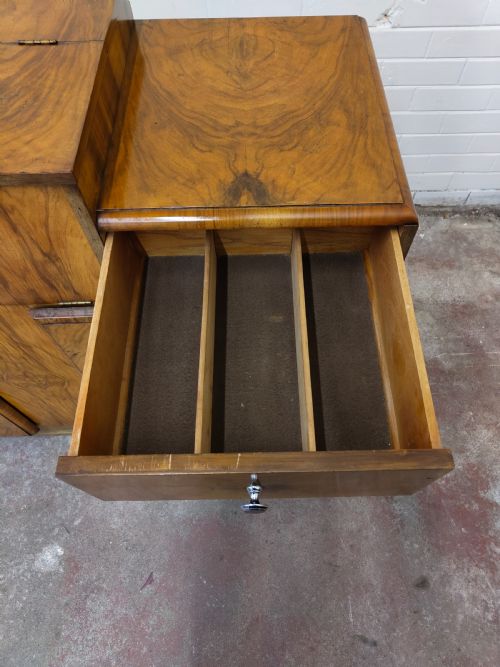 ANTIQUE ART DECO BURR WALNUT SKYSCRAPER STEPPED DRINKS COCKTAIL CABINET - ADDITIONAL PHOTO 3