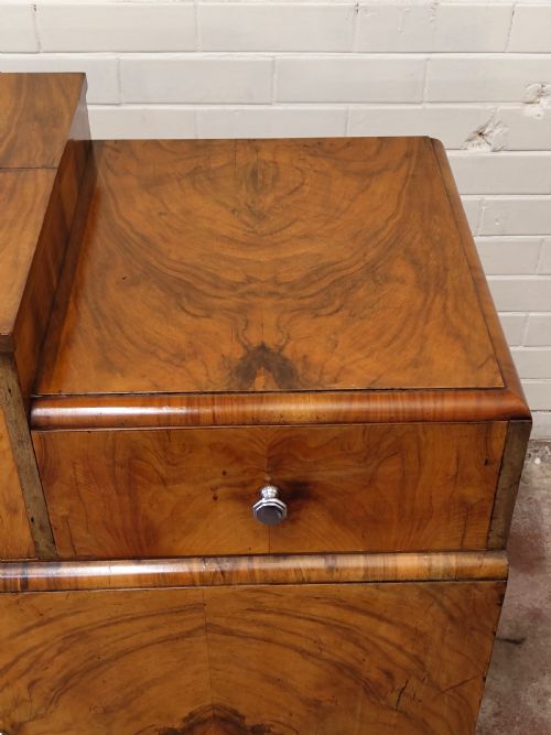 ANTIQUE ART DECO BURR WALNUT SKYSCRAPER STEPPED DRINKS COCKTAIL CABINET - ADDITIONAL PHOTO 7