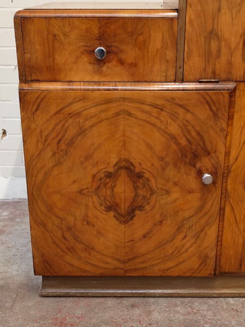 ANTIQUE ART DECO BURR WALNUT SKYSCRAPER STEPPED DRINKS COCKTAIL CABINET - ADDITIONAL PHOTO 8