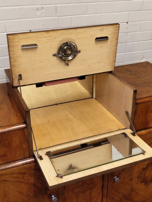 ANTIQUE ART DECO BURR WALNUT SKYSCRAPER STEPPED DRINKS COCKTAIL CABINET - ADDITIONAL PHOTO 12