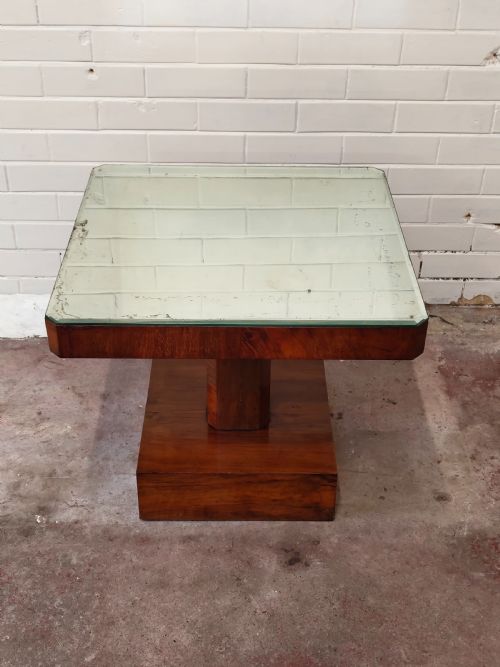 ANTIQUE ART DECO BURR WALNUT SMOKED GLASS COFFEE SIDE LAMP TABLE - ADDITIONAL PHOTO 11