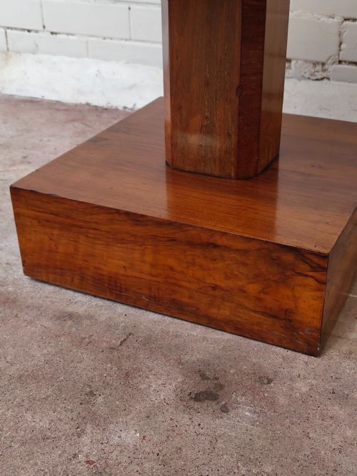 ANTIQUE ART DECO BURR WALNUT SMOKED GLASS COFFEE SIDE LAMP TABLE - ADDITIONAL PHOTO 5