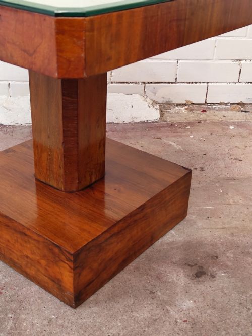 ANTIQUE ART DECO BURR WALNUT SMOKED GLASS COFFEE SIDE LAMP TABLE - ADDITIONAL PHOTO 8