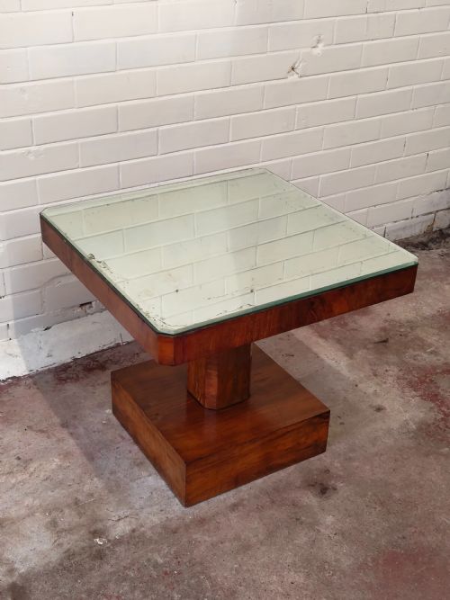 ANTIQUE ART DECO BURR WALNUT SMOKED GLASS COFFEE SIDE LAMP TABLE - ADDITIONAL PHOTO 10