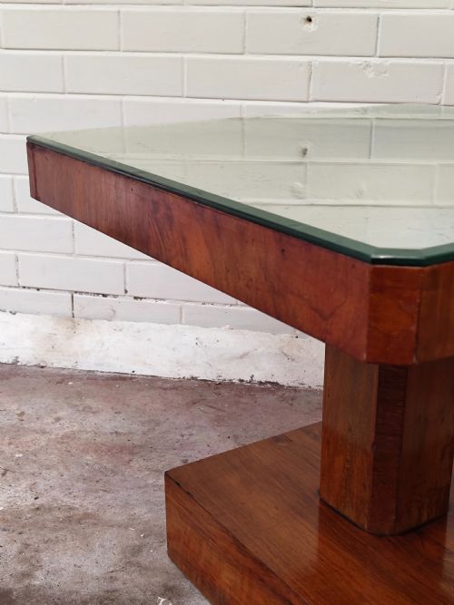 ANTIQUE ART DECO BURR WALNUT SMOKED GLASS COFFEE SIDE LAMP TABLE - ADDITIONAL PHOTO 13