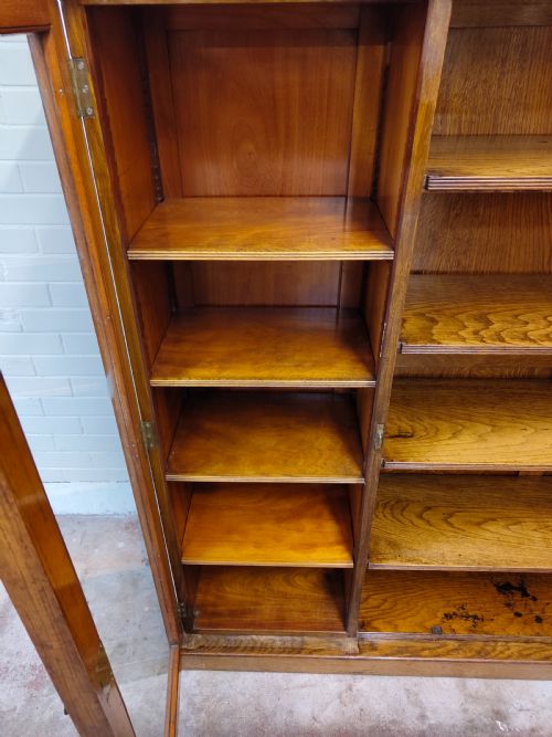 ANTIQUE VICTORIAN AESTHETIC MOVEMENT LARGE SOLID GOLDEN OAK FREE STANDING OPEN GLAZED ADJUSTABLE BOOKCASE - ADDITIONAL PHOTO 3