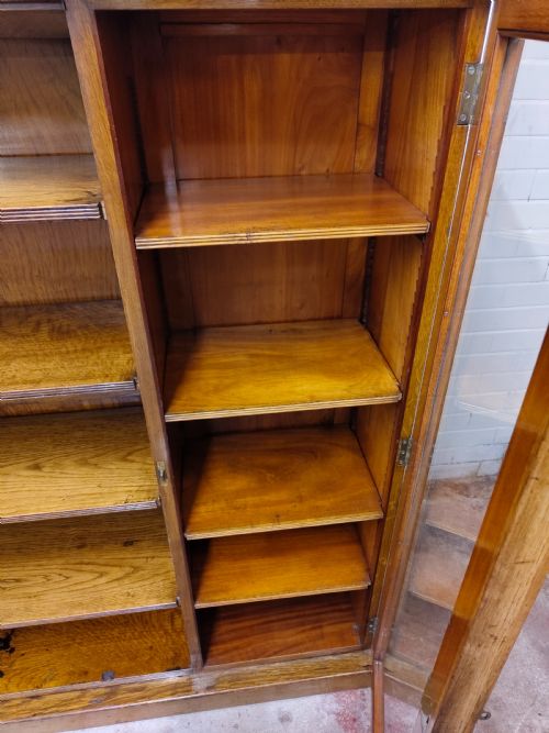 ANTIQUE VICTORIAN AESTHETIC MOVEMENT LARGE SOLID GOLDEN OAK FREE STANDING OPEN GLAZED ADJUSTABLE BOOKCASE - ADDITIONAL PHOTO 4