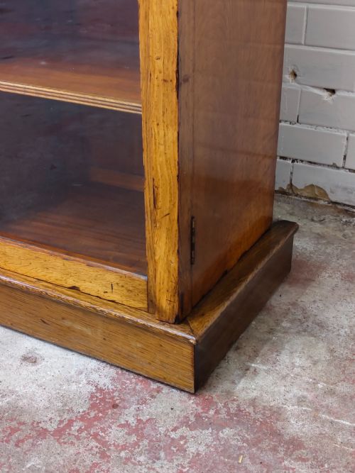 ANTIQUE VICTORIAN AESTHETIC MOVEMENT LARGE SOLID GOLDEN OAK FREE STANDING OPEN GLAZED ADJUSTABLE BOOKCASE - ADDITIONAL PHOTO 6