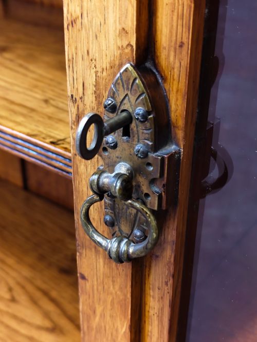 ANTIQUE VICTORIAN AESTHETIC MOVEMENT LARGE SOLID GOLDEN OAK FREE STANDING OPEN GLAZED ADJUSTABLE BOOKCASE - ADDITIONAL PHOTO 14