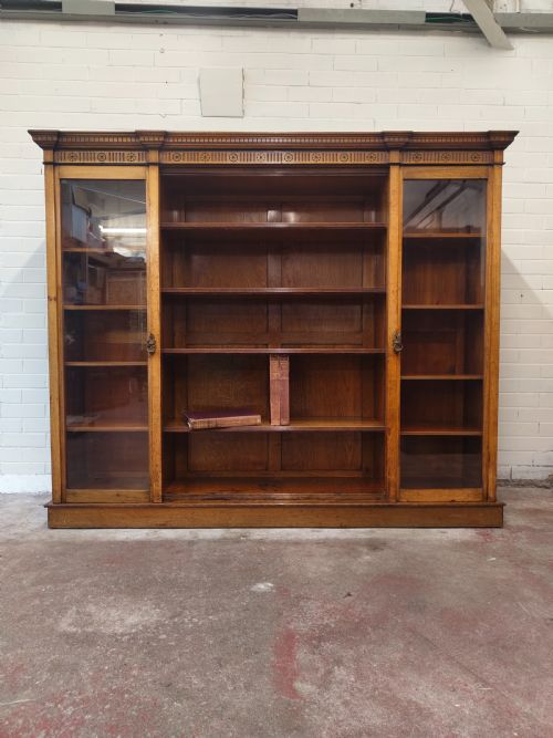 ANTIQUE VICTORIAN AESTHETIC MOVEMENT LARGE SOLID GOLDEN OAK FREE STANDING OPEN GLAZED ADJUSTABLE BOOKCASE - ADDITIONAL PHOTO 15