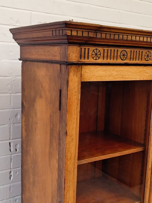 ANTIQUE VICTORIAN AESTHETIC MOVEMENT LARGE SOLID GOLDEN OAK FREE STANDING OPEN GLAZED ADJUSTABLE BOOKCASE - ADDITIONAL PHOTO 16