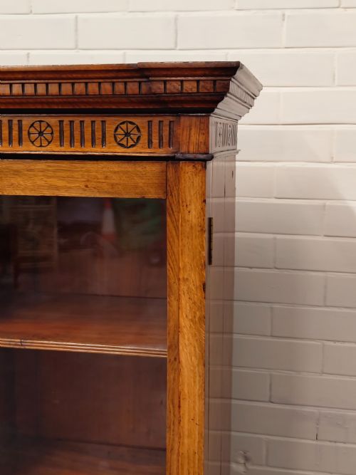 ANTIQUE VICTORIAN AESTHETIC MOVEMENT LARGE SOLID GOLDEN OAK FREE STANDING OPEN GLAZED ADJUSTABLE BOOKCASE - ADDITIONAL PHOTO 17