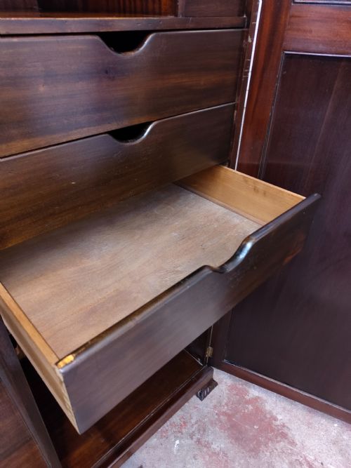 ANTIQUE ART DECO SOLID MAHOGANY DOUBLE DWARF WARDROBE ARMOIRE COMPACTUM - ADDITIONAL PHOTO 1