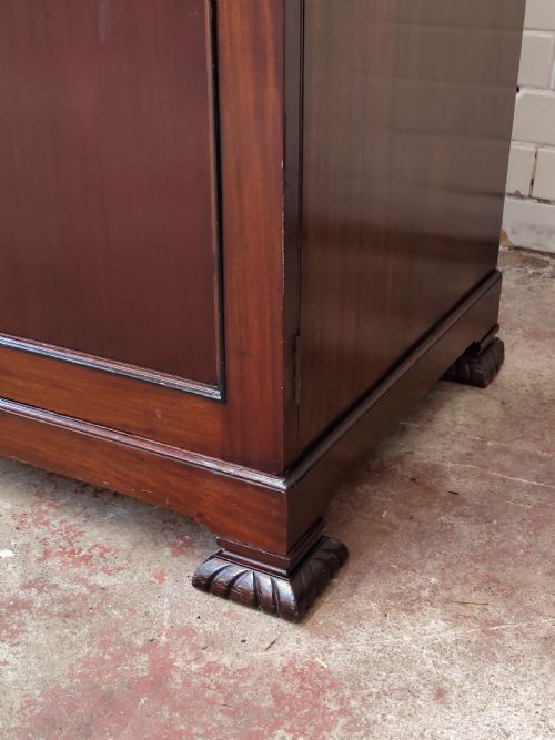 ANTIQUE ART DECO SOLID MAHOGANY DOUBLE DWARF WARDROBE ARMOIRE COMPACTUM - ADDITIONAL PHOTO 5