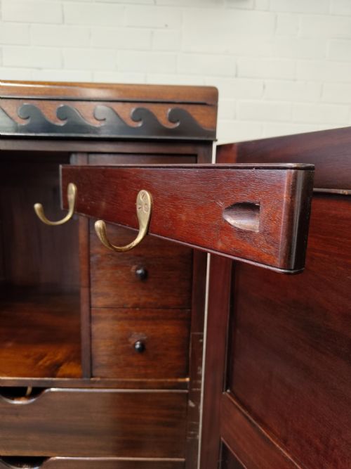 ANTIQUE ART DECO SOLID MAHOGANY DOUBLE DWARF WARDROBE ARMOIRE COMPACTUM - ADDITIONAL PHOTO 6
