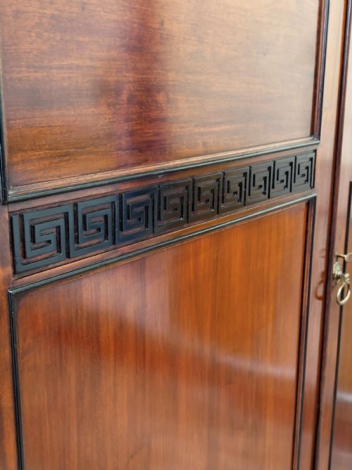 ANTIQUE ART DECO SOLID MAHOGANY DOUBLE DWARF WARDROBE ARMOIRE COMPACTUM - ADDITIONAL PHOTO 13