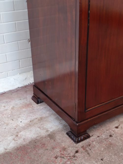 ANTIQUE ART DECO SOLID MAHOGANY DOUBLE DWARF WARDROBE ARMOIRE COMPACTUM - ADDITIONAL PHOTO 15