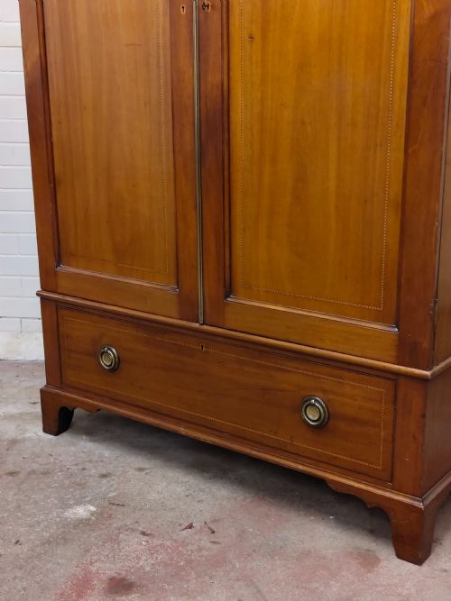 ANTIQUE EDWARDIAN SOLID MAHOGANY DOUBLE WARDROBE ARMOIRE COMPACTUM - ADDITIONAL PHOTO 3