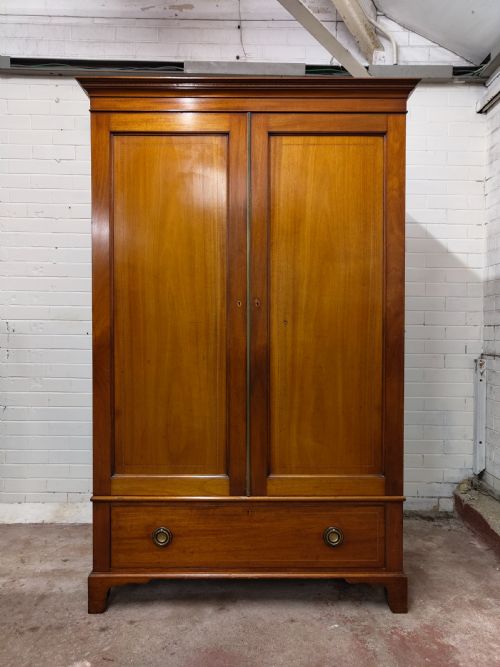 antique edwardian solid mahogany double wardrobe armoire compactum - CATEGORY: ANTIQUE WARDROBES - DATED EDWARDIAN