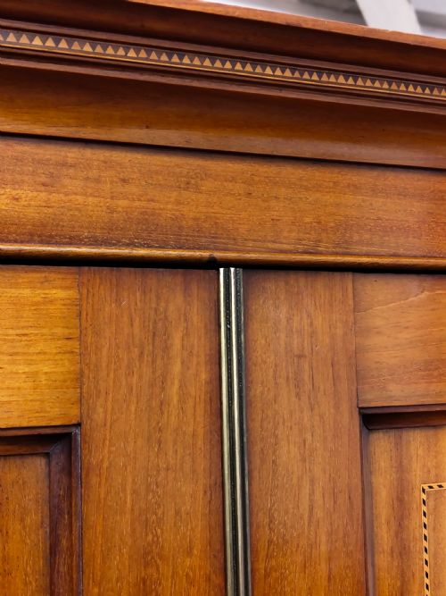 ANTIQUE EDWARDIAN SOLID MAHOGANY DOUBLE WARDROBE ARMOIRE COMPACTUM - ADDITIONAL PHOTO 14