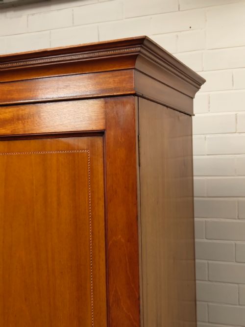 ANTIQUE EDWARDIAN SOLID MAHOGANY DOUBLE WARDROBE ARMOIRE COMPACTUM - ADDITIONAL PHOTO 15