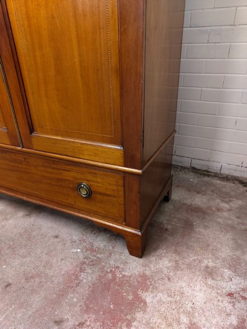 ANTIQUE EDWARDIAN SOLID MAHOGANY DOUBLE WARDROBE ARMOIRE COMPACTUM - ADDITIONAL PHOTO 17