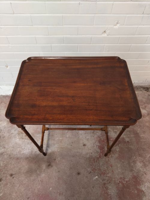 ANTIQUE EDWARDIAN TRAY TOP SOLID MAHOGANY SPIDER LEG TABLE - ADDITIONAL PHOTO 10