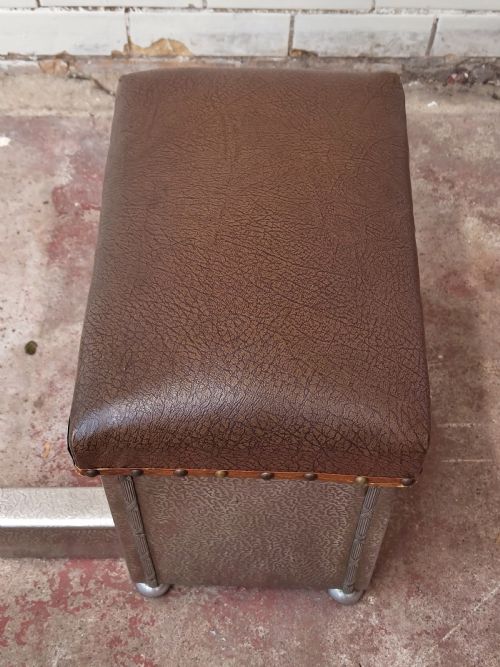 ANTIQUE ART DECO EXTENDABLE CHROMED LEATHER BOX FIRE SEAT FENDER - ADDITIONAL PHOTO 4