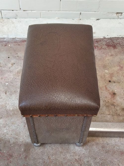 ANTIQUE ART DECO EXTENDABLE CHROMED LEATHER BOX FIRE SEAT FENDER - ADDITIONAL PHOTO 6