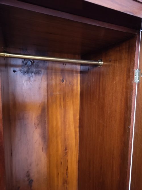 ANTIQUE VICTORIAN SOLID MAHOGANY DOUBLE WARDROBE ARMOIRE COMPACTUM - ADDITIONAL PHOTO 5