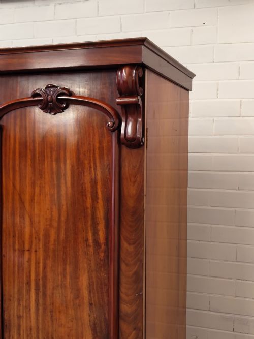 ANTIQUE VICTORIAN SOLID MAHOGANY DOUBLE WARDROBE ARMOIRE COMPACTUM - ADDITIONAL PHOTO 11