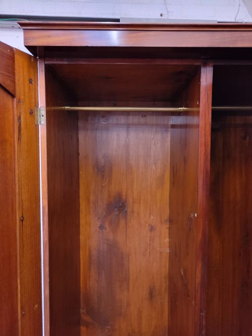 ANTIQUE VICTORIAN SOLID MAHOGANY DOUBLE WARDROBE ARMOIRE COMPACTUM - ADDITIONAL PHOTO 14