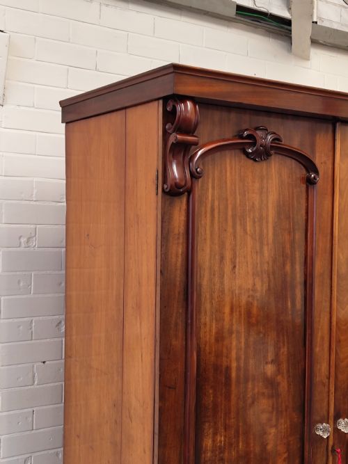 ANTIQUE VICTORIAN SOLID MAHOGANY DOUBLE WARDROBE ARMOIRE COMPACTUM - ADDITIONAL PHOTO 18